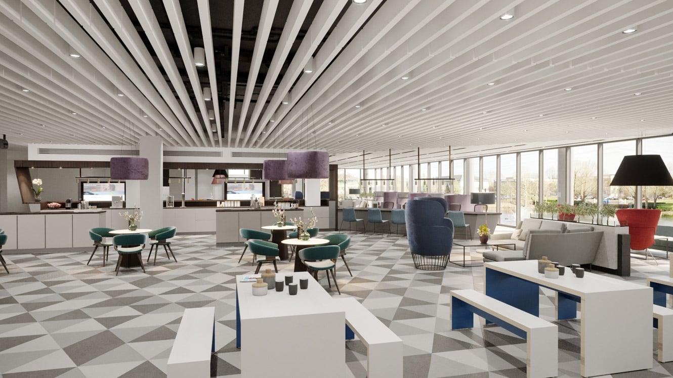 A generous sized bistro style café sited almost central to the ground floor collaboration zone creates multifunctional zones that can form one capacious space for company gatherings and client functions.
